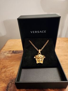 Versace Gold Medusa Head Pendant Necklace with Chain